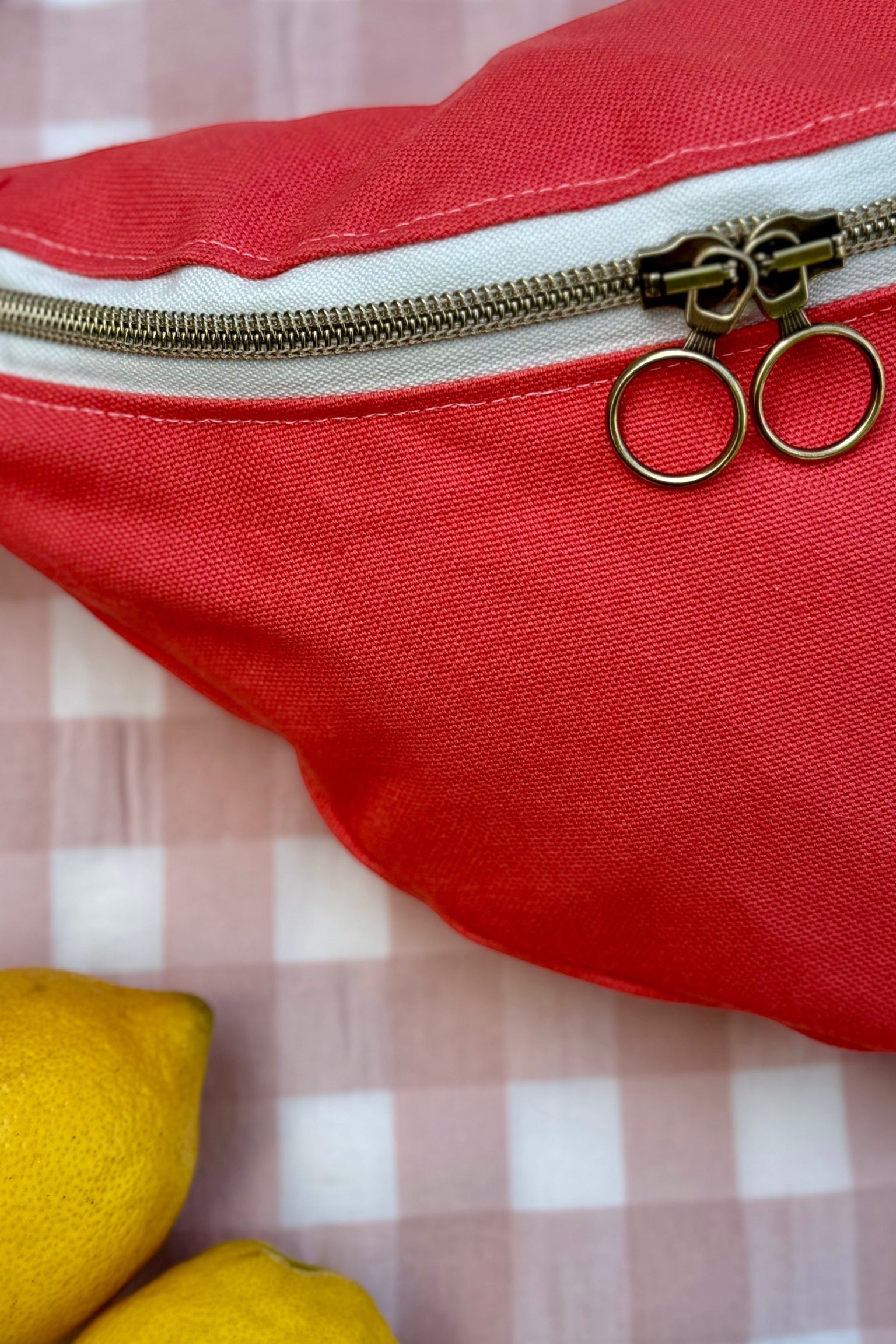 Sac banane coton recycle corail femme maison poumpoum zoom