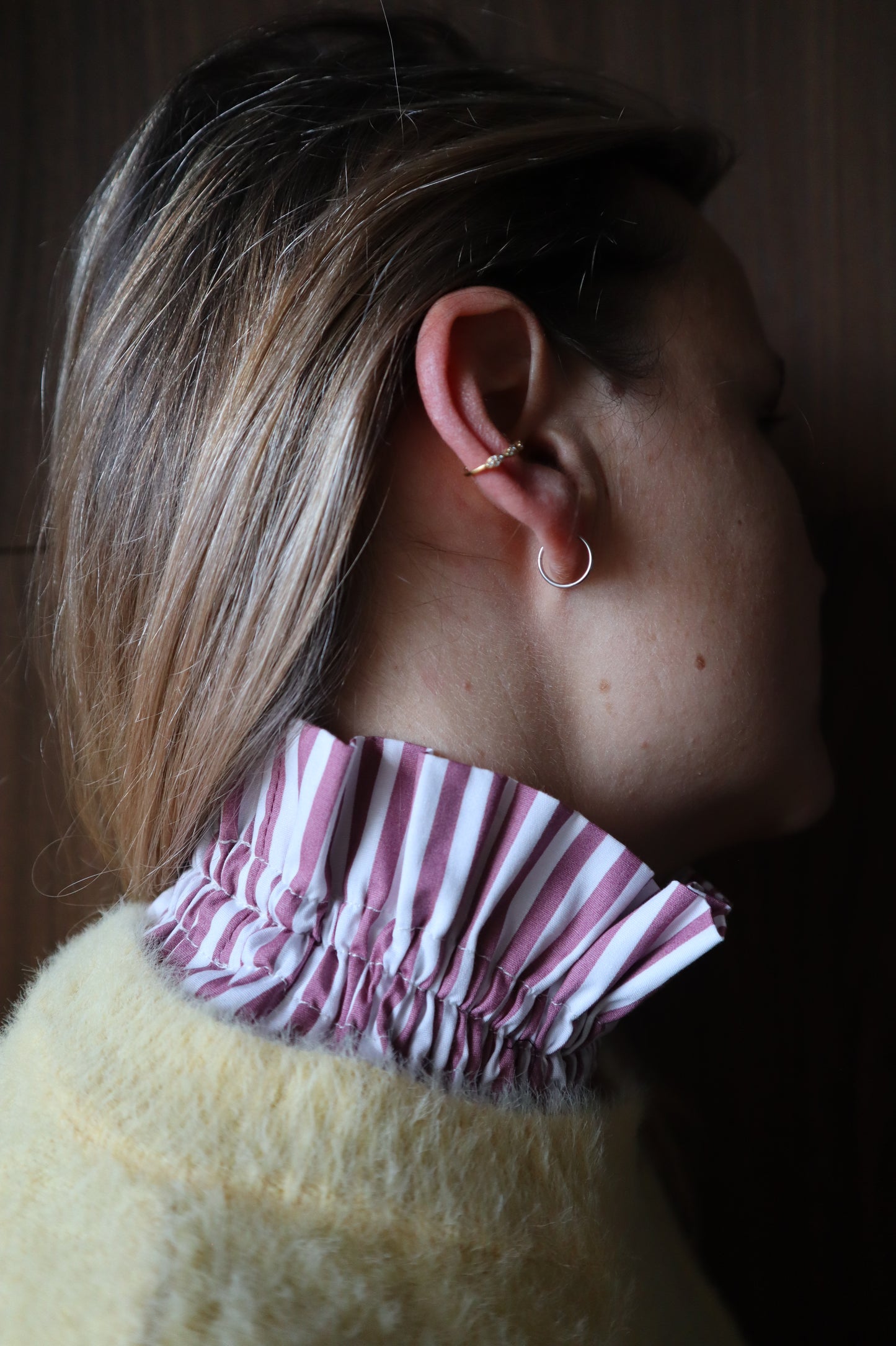 Le col amovible - Rayure bordeaux