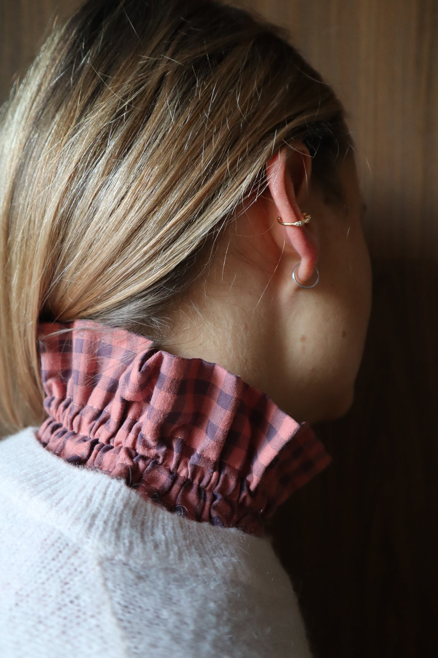 Le col amovible - Vichy rose & violet