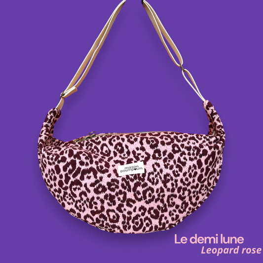 Sac Demi Lune - Leopard rose