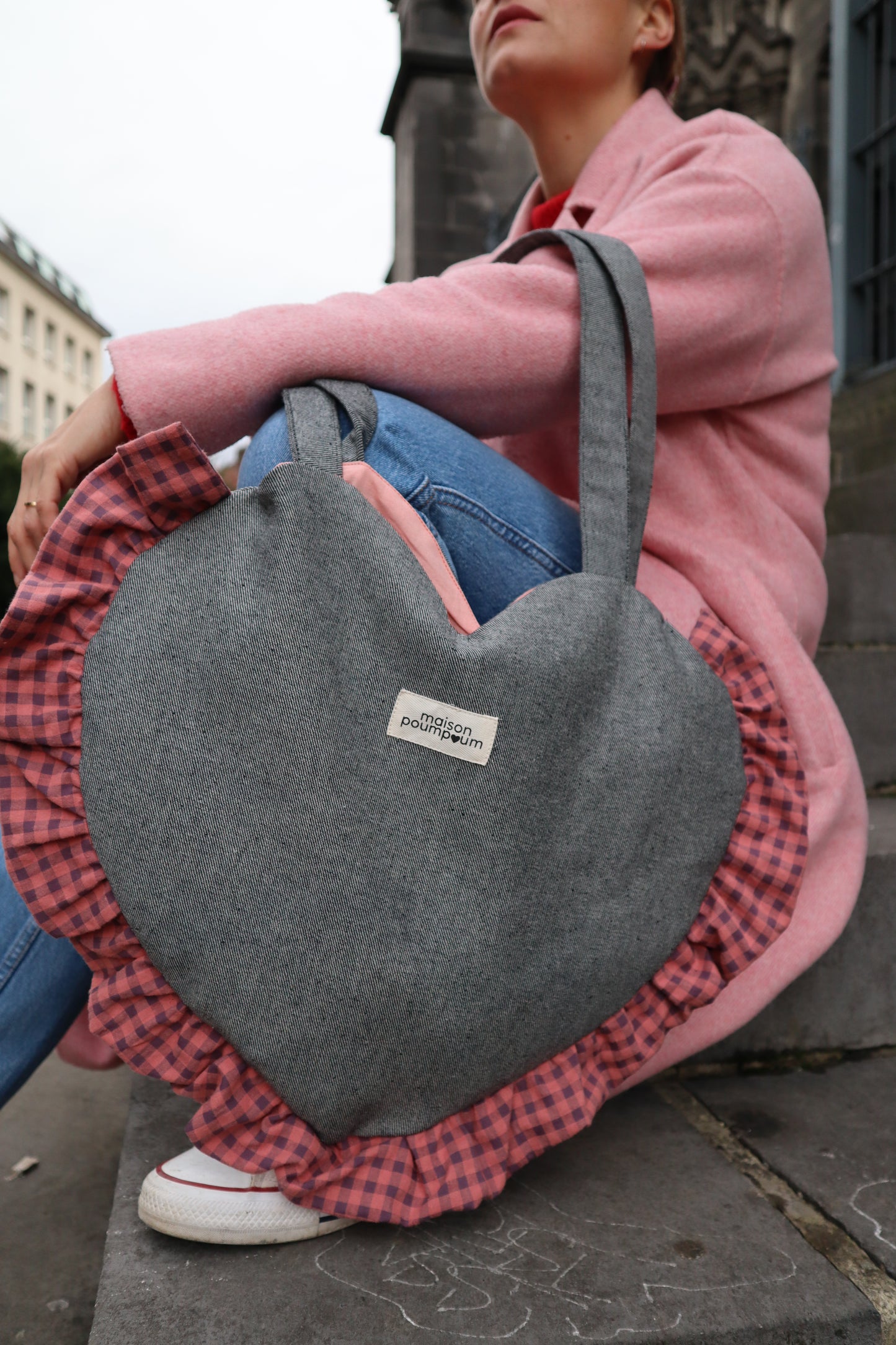 Totebag coeur - Jean et vichy