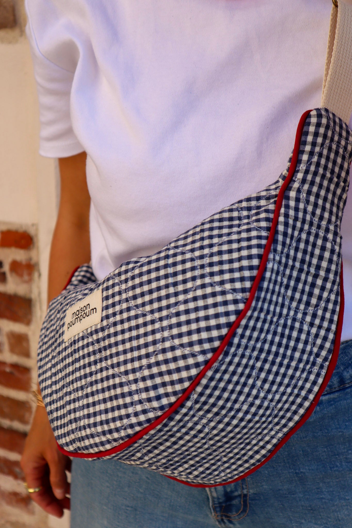 sac banane demi lune maison poumpoum vichy passepoil