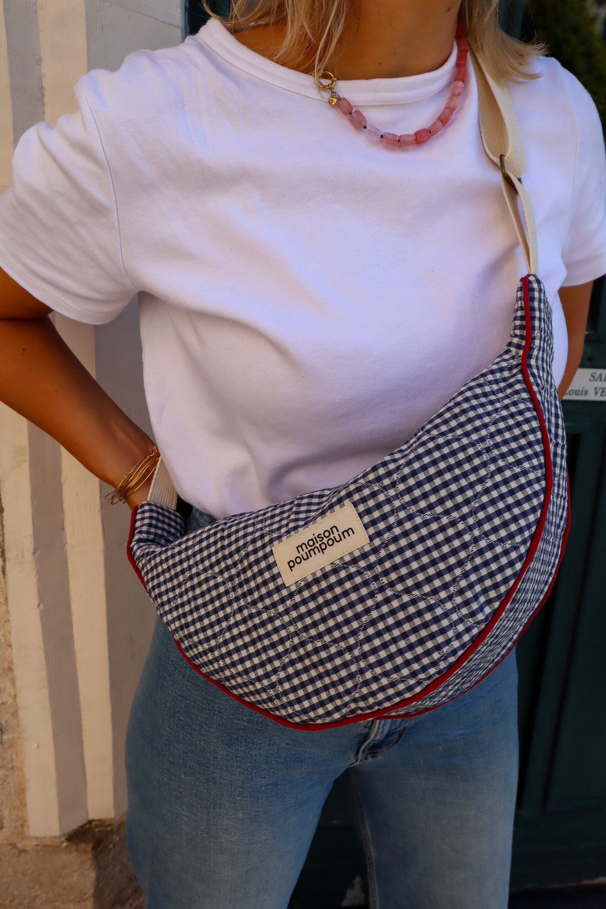 sac banane demi lune maison poumpoum vichy crossbody
