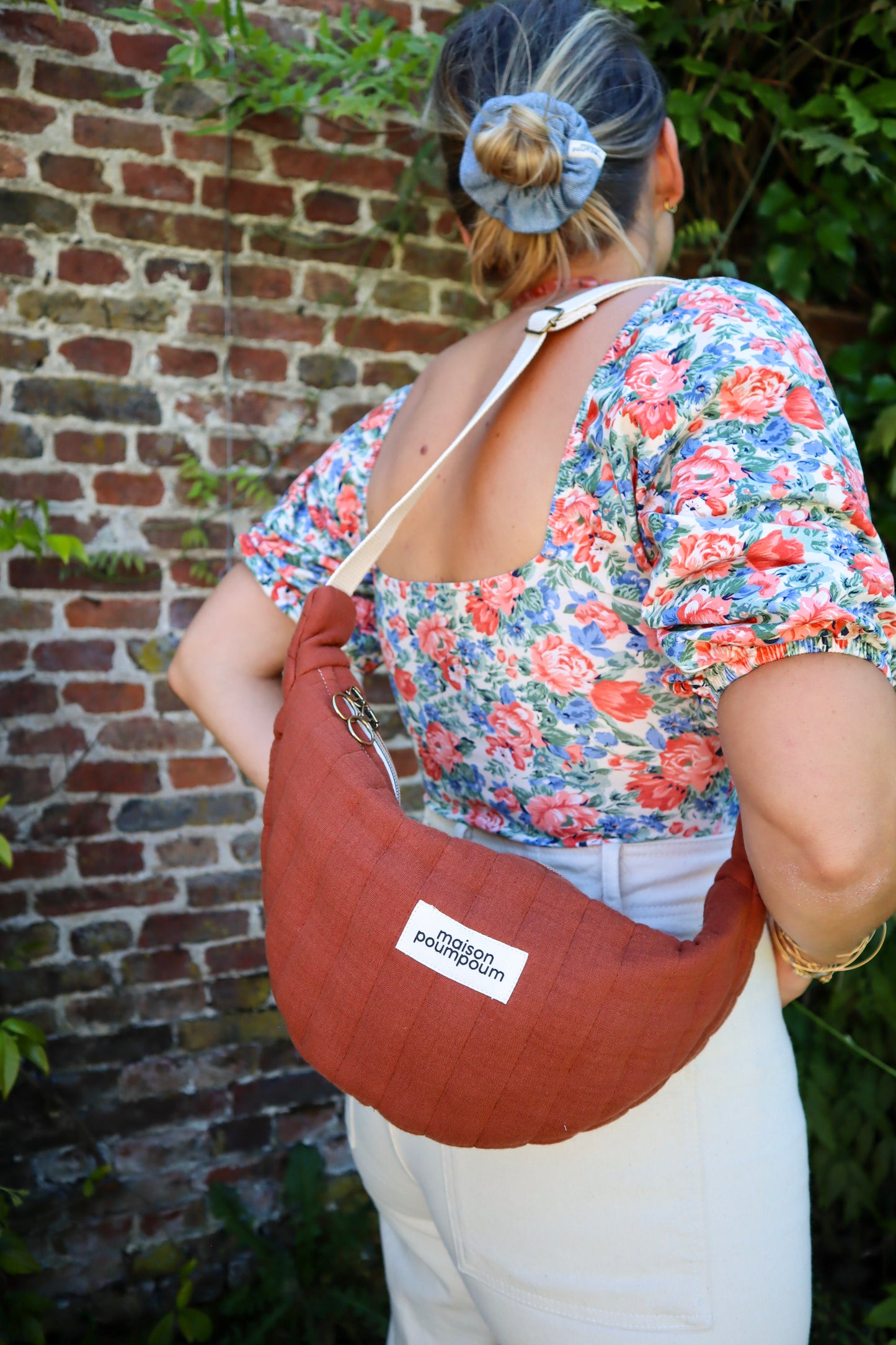 sac banane demi lune gaze coton terracota maison poumpoum taille mini