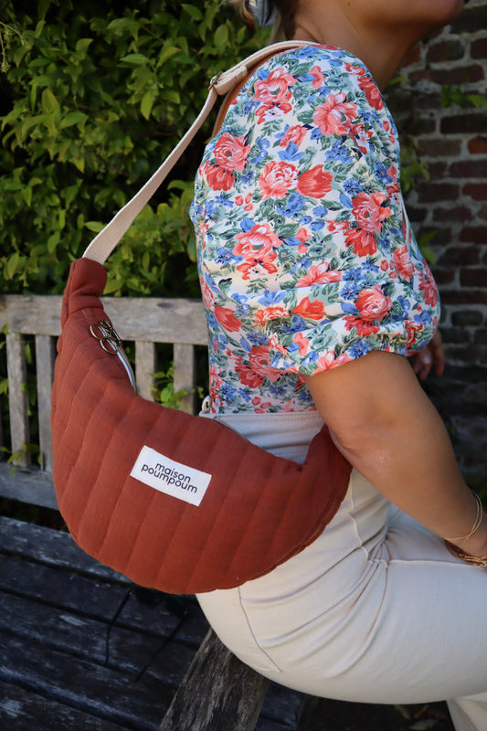 sac banane demi lune gaze coton terracota maison poumpoum