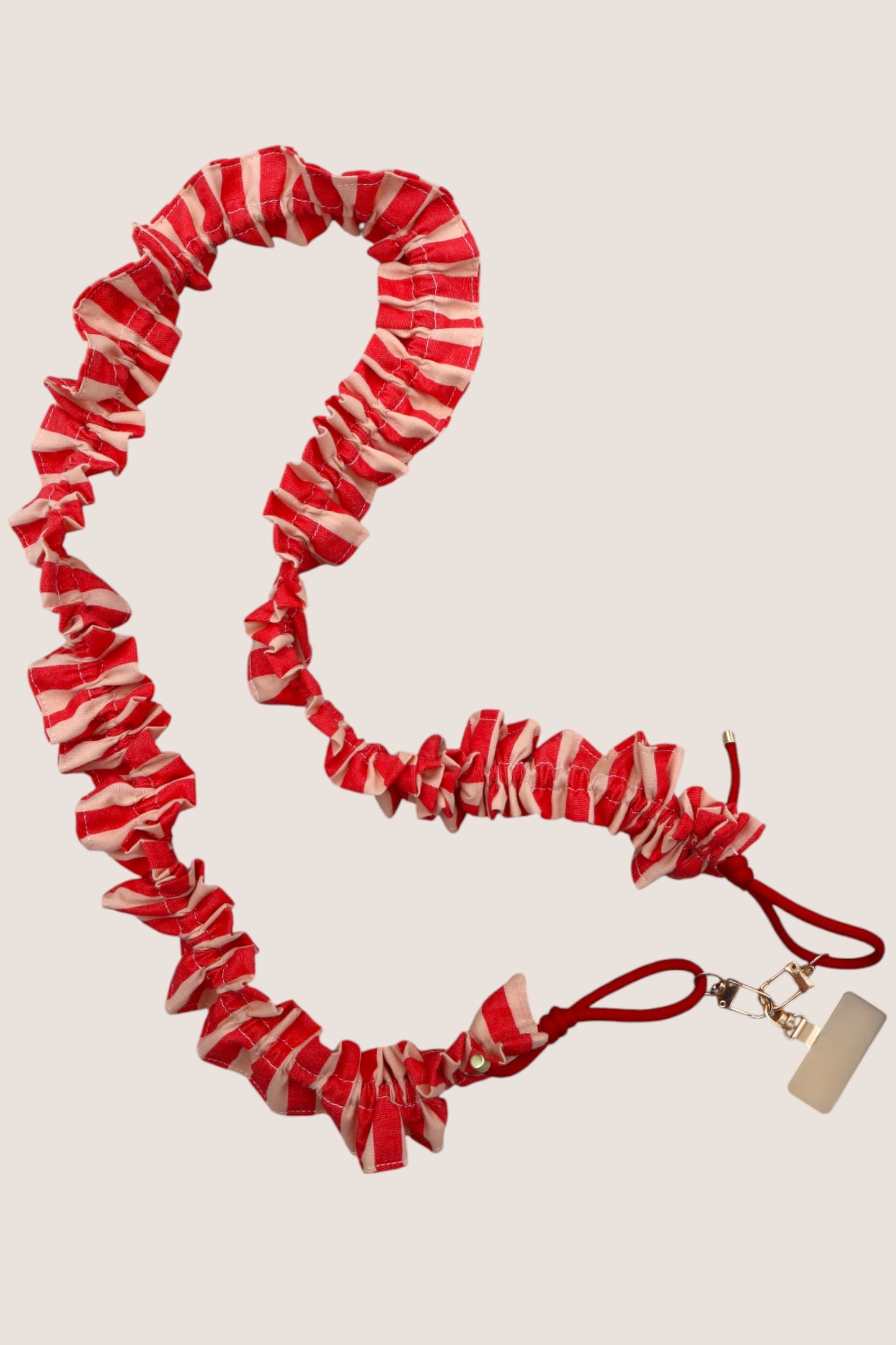 Cordon téléphone à froufrous Rayure rouge – Maison PoumPoum