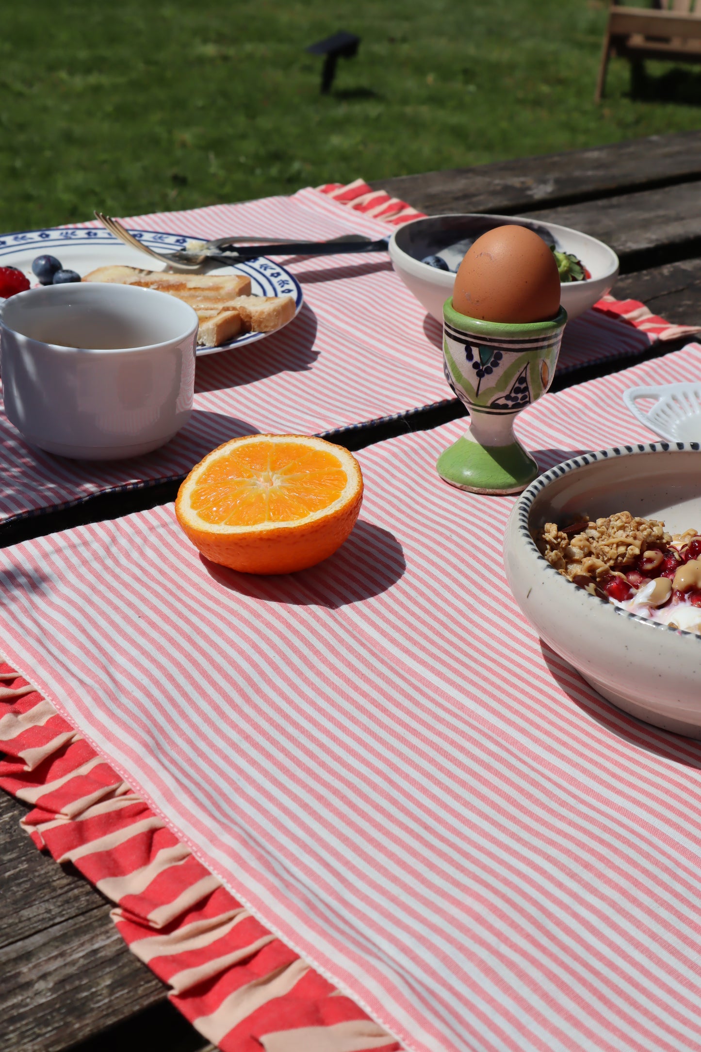 Set de table réversible - Rayure fleuri à froufrous - La maison poumpoum