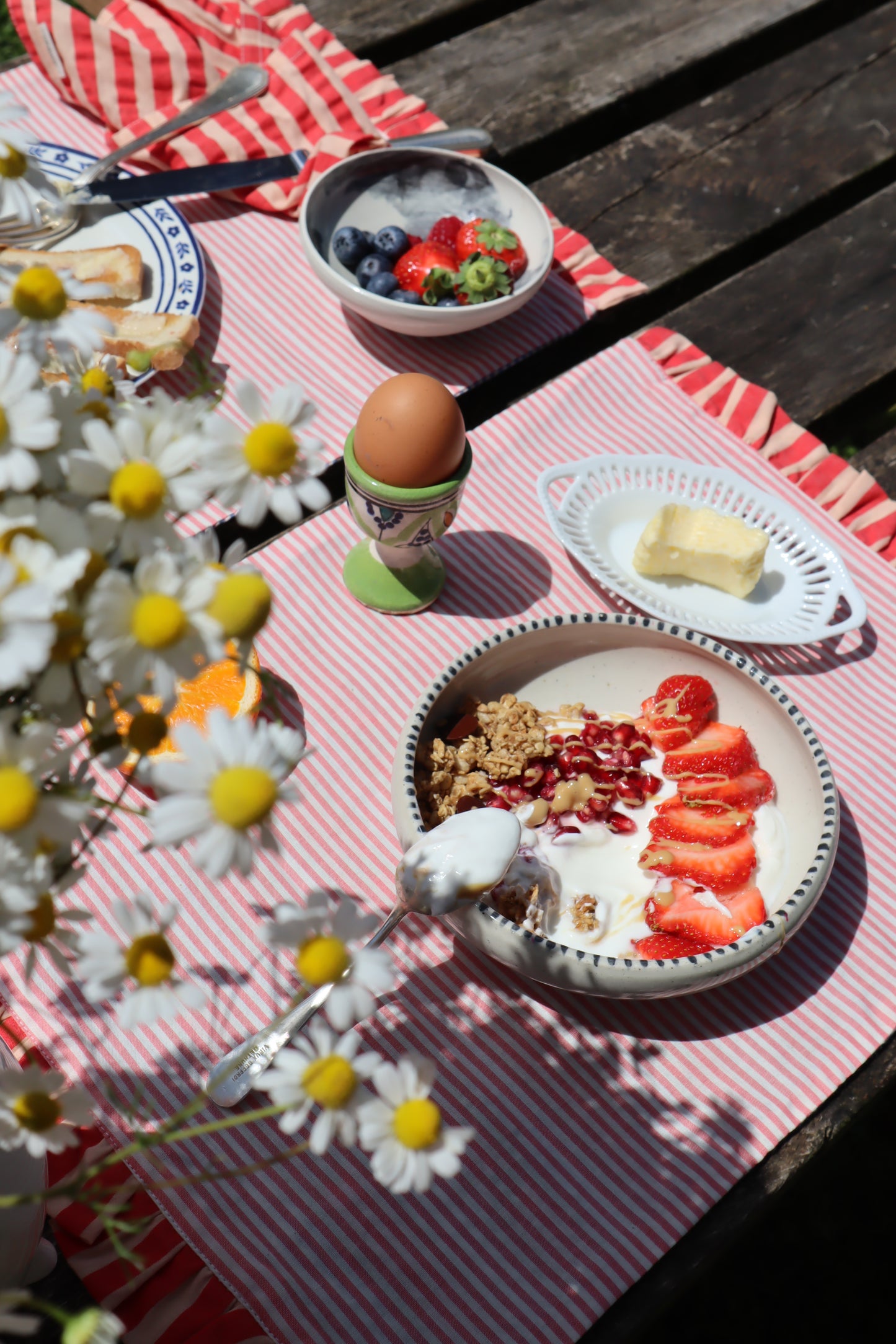 Set de table réversible - Rayure fleuri à froufrous - La maison poumpoum