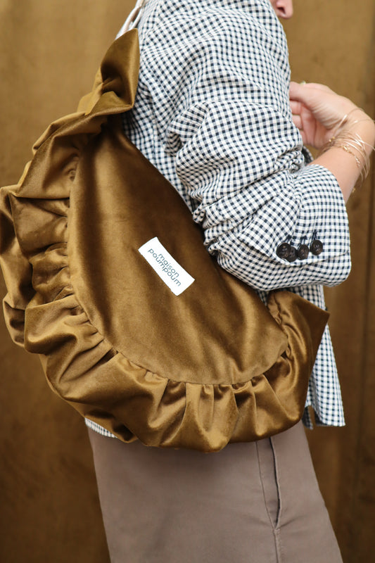 Sac Demi Lune - Velours bronze