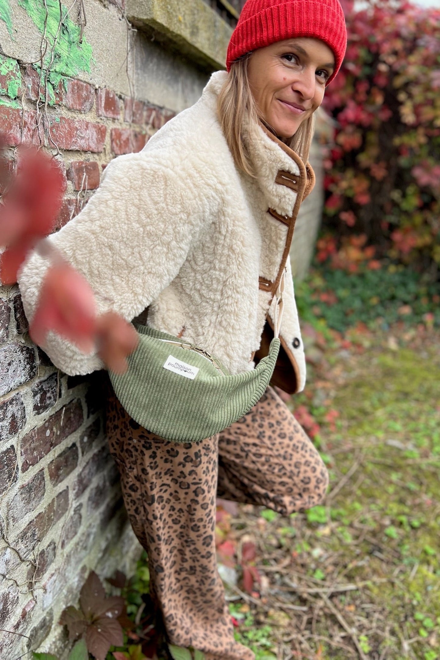 Sac Demi Lune - Velours kaki