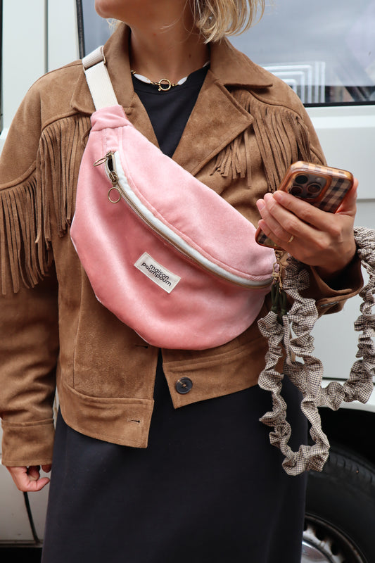 Sac banane - Velours rose