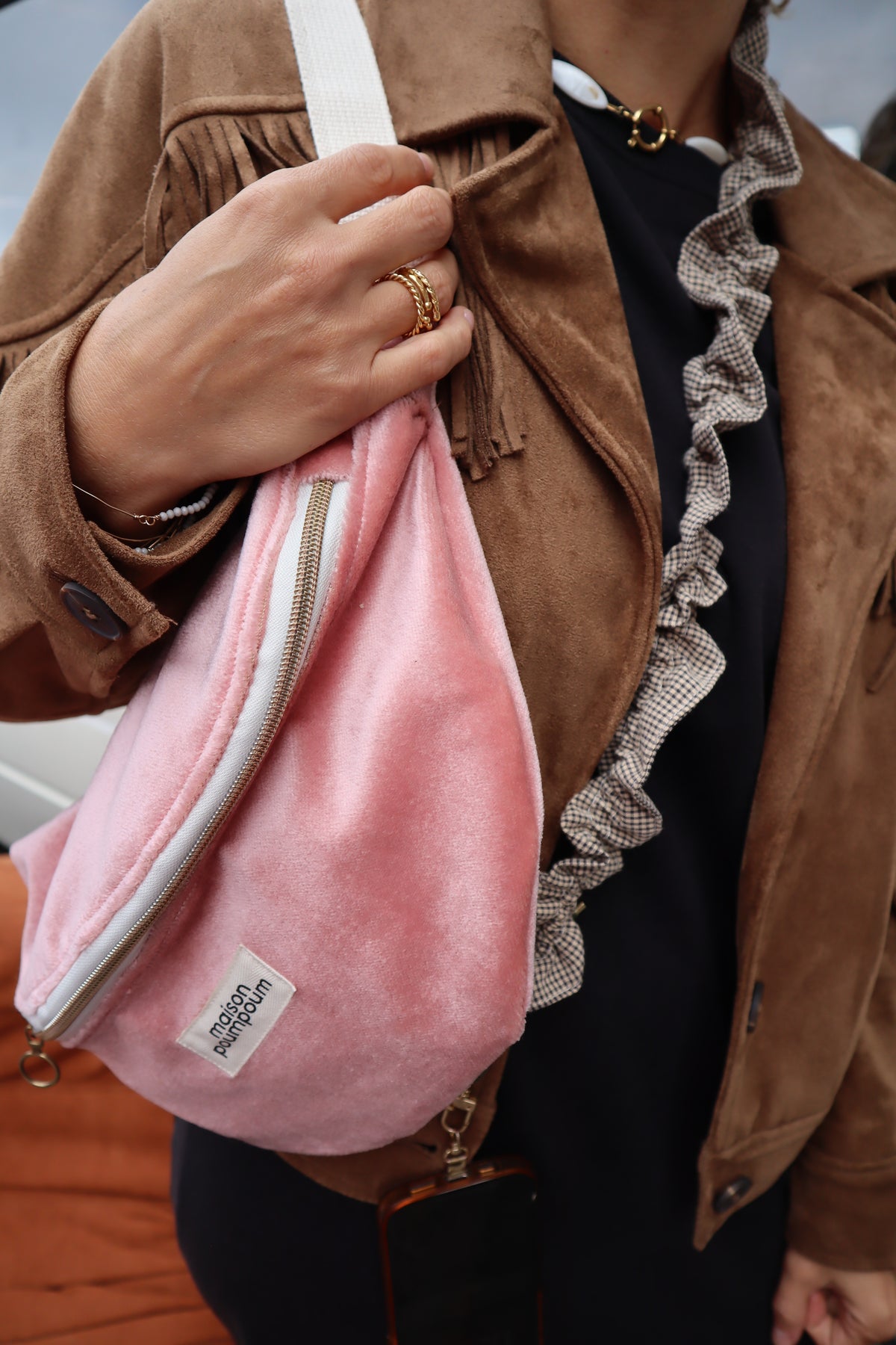 Sac banane - Velours rose