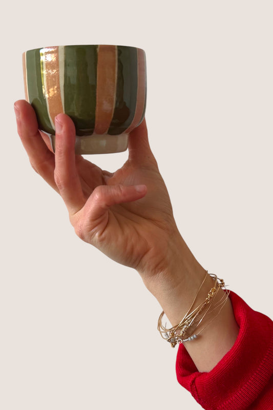 Tasse défaut - Rayure kaki - Collab Maison PoumPoum x 1100 degrés