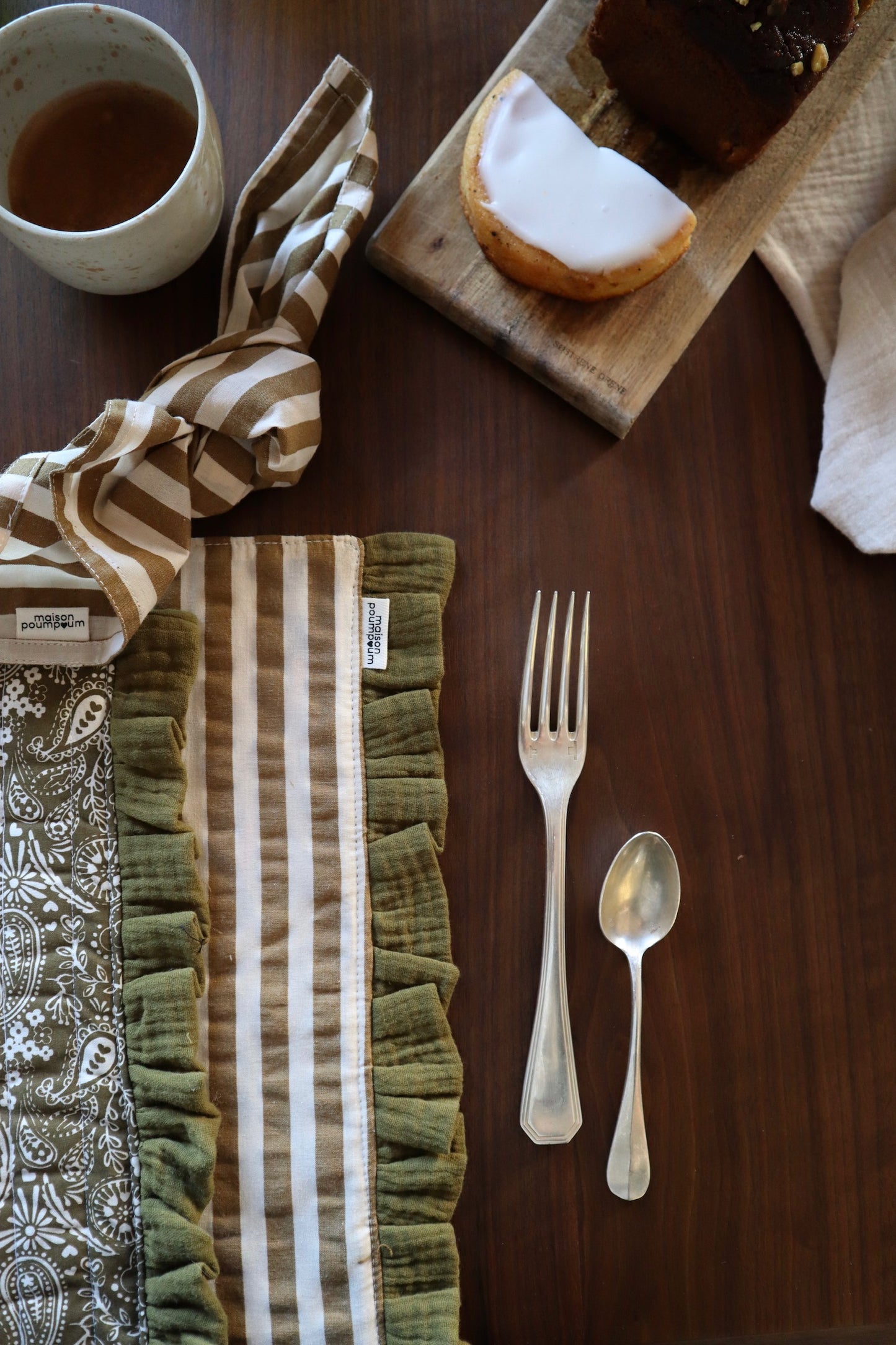 Set de table réversible - Bandana et rayure kaki