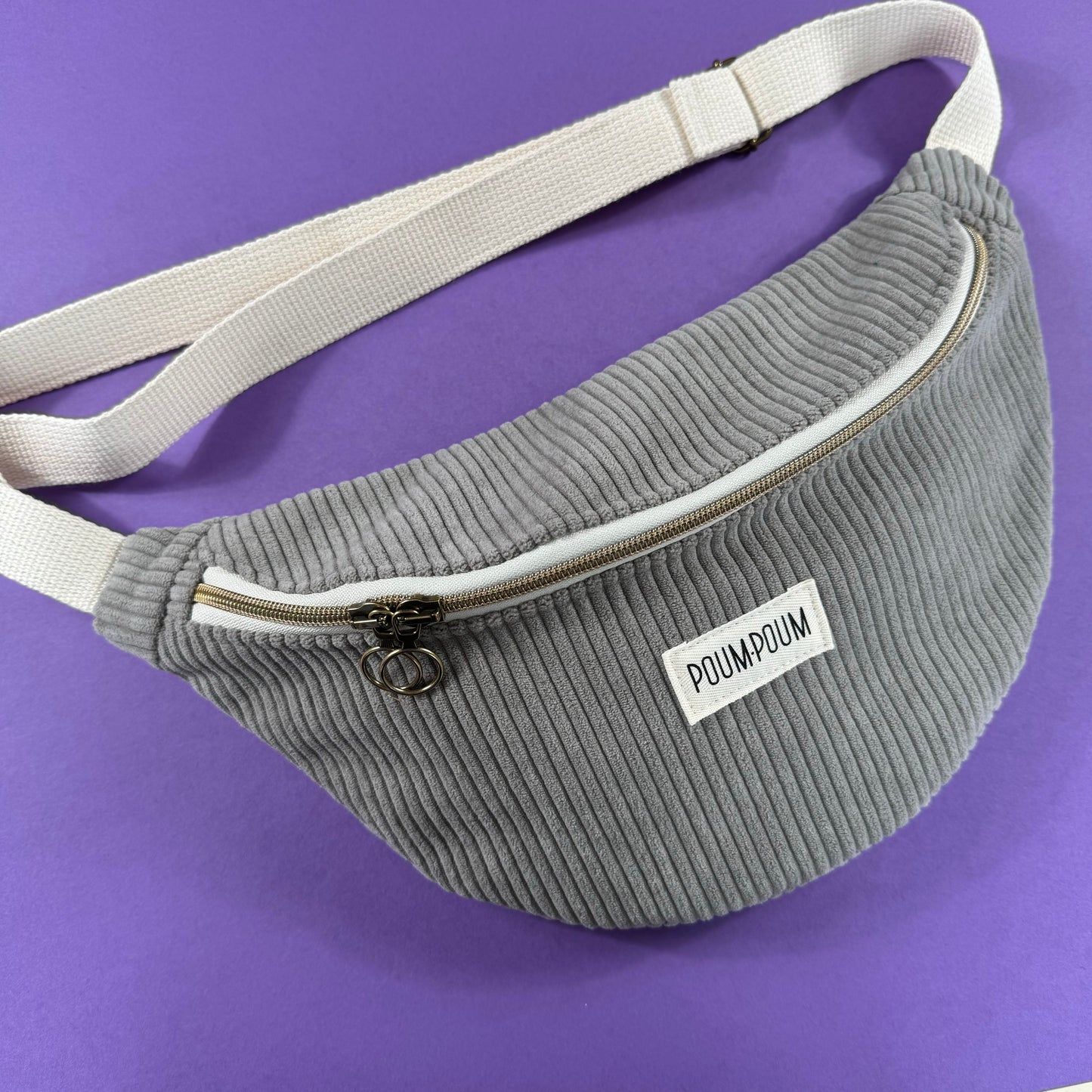 Sac banane - Velours côtelé gris