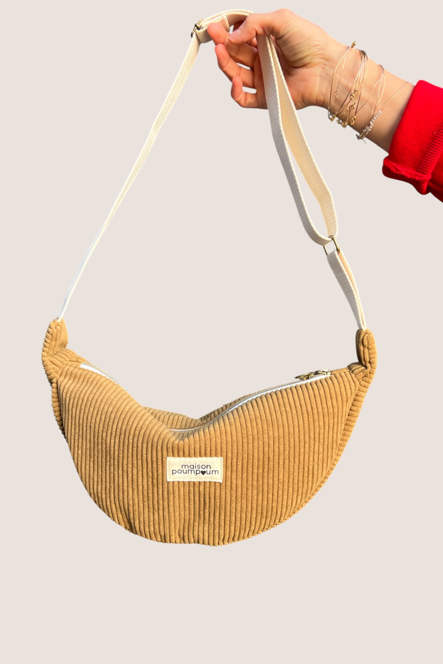 PROTO - Sac Demi Lune - Velours camel MINI