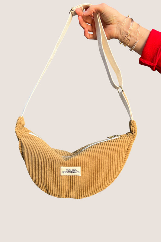 PROTO - Sac Demi Lune - Velours camel MINI