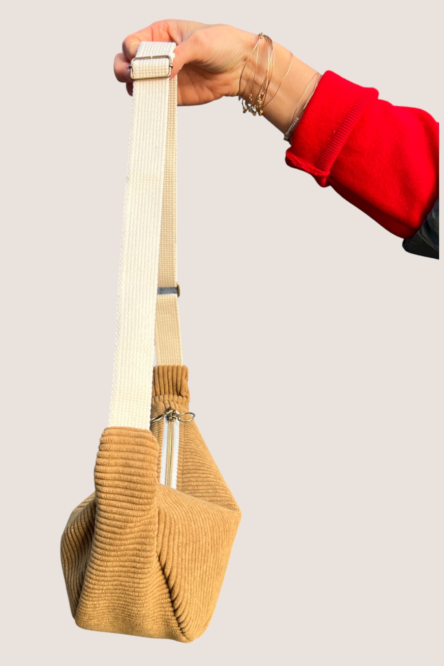 PROTO - Sac Demi Lune - Velours camel MINI