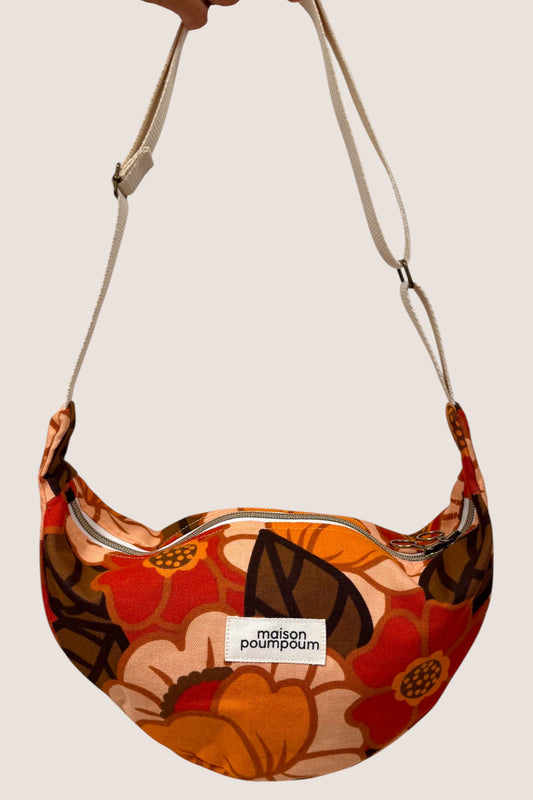 sac banane demi lune maison poumpoum fleuri vintage 