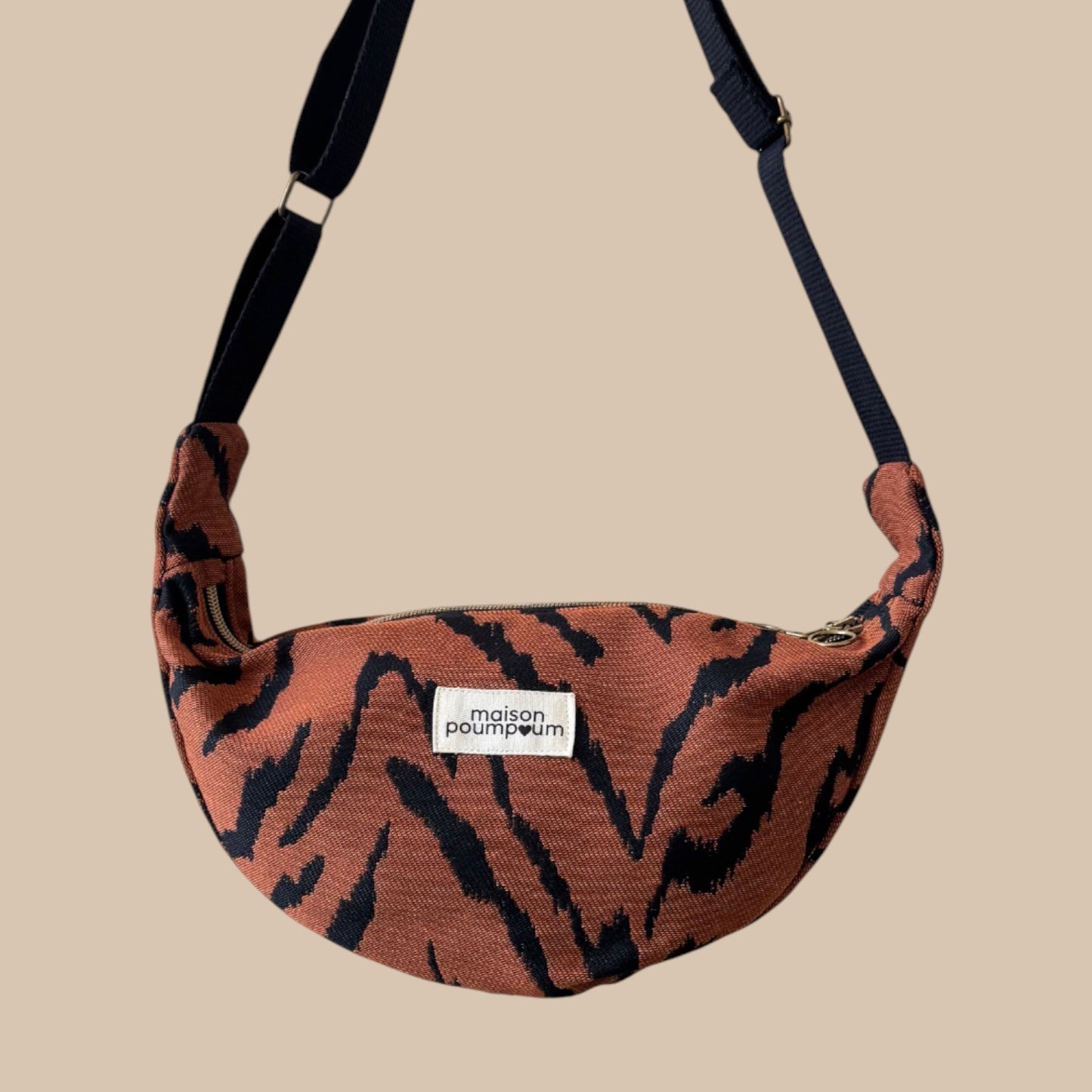 Sac Demi Lune - Jacquard Zèbre Terracotta