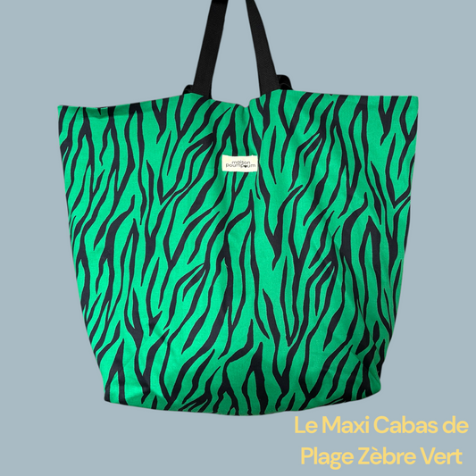 Maxi Cabas de Plage Zebre Vert