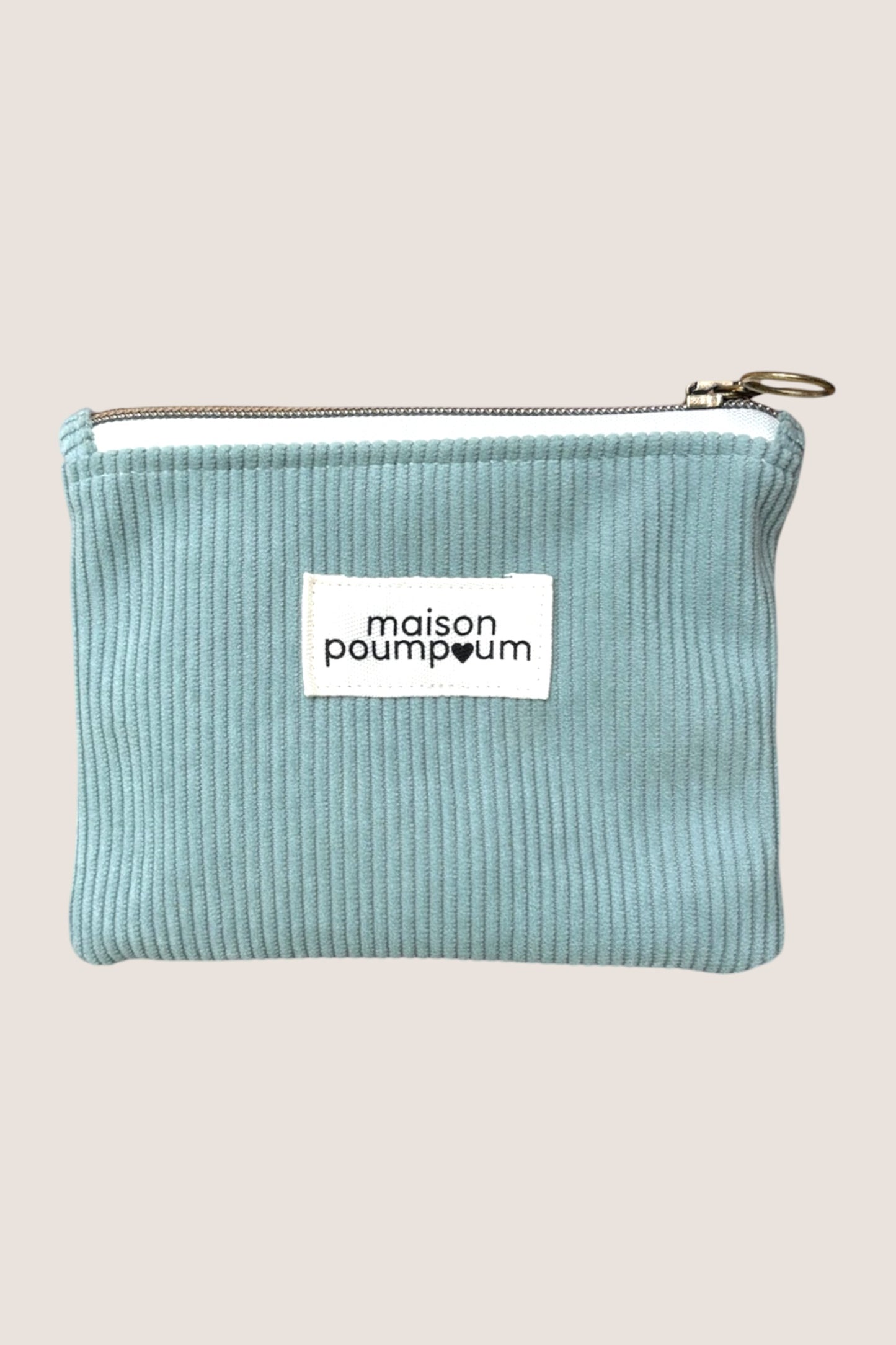 Pochette velours bleu céladon - maison poumpoum