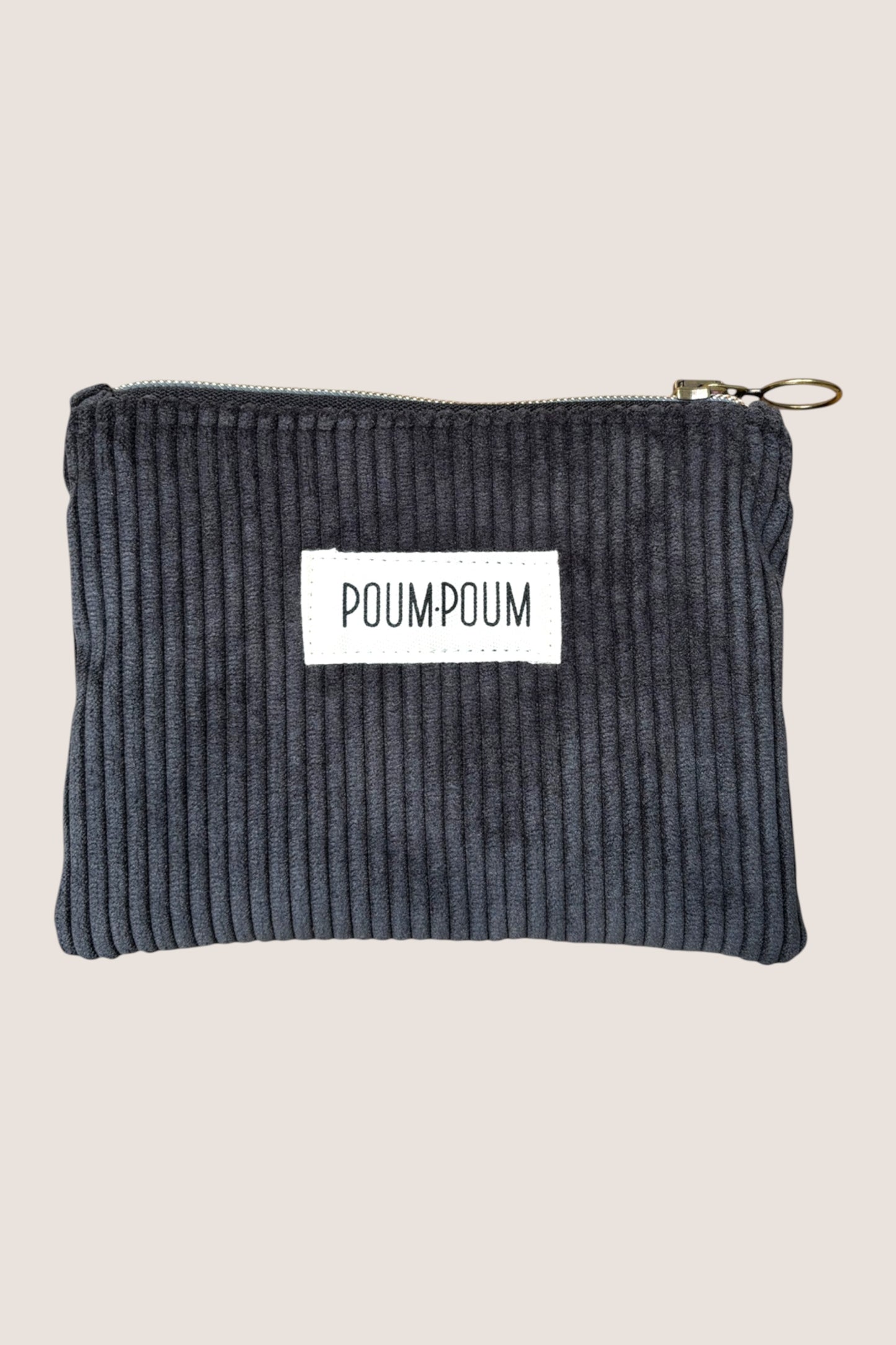 Pochette velours gris anthracite - maison poumpoum