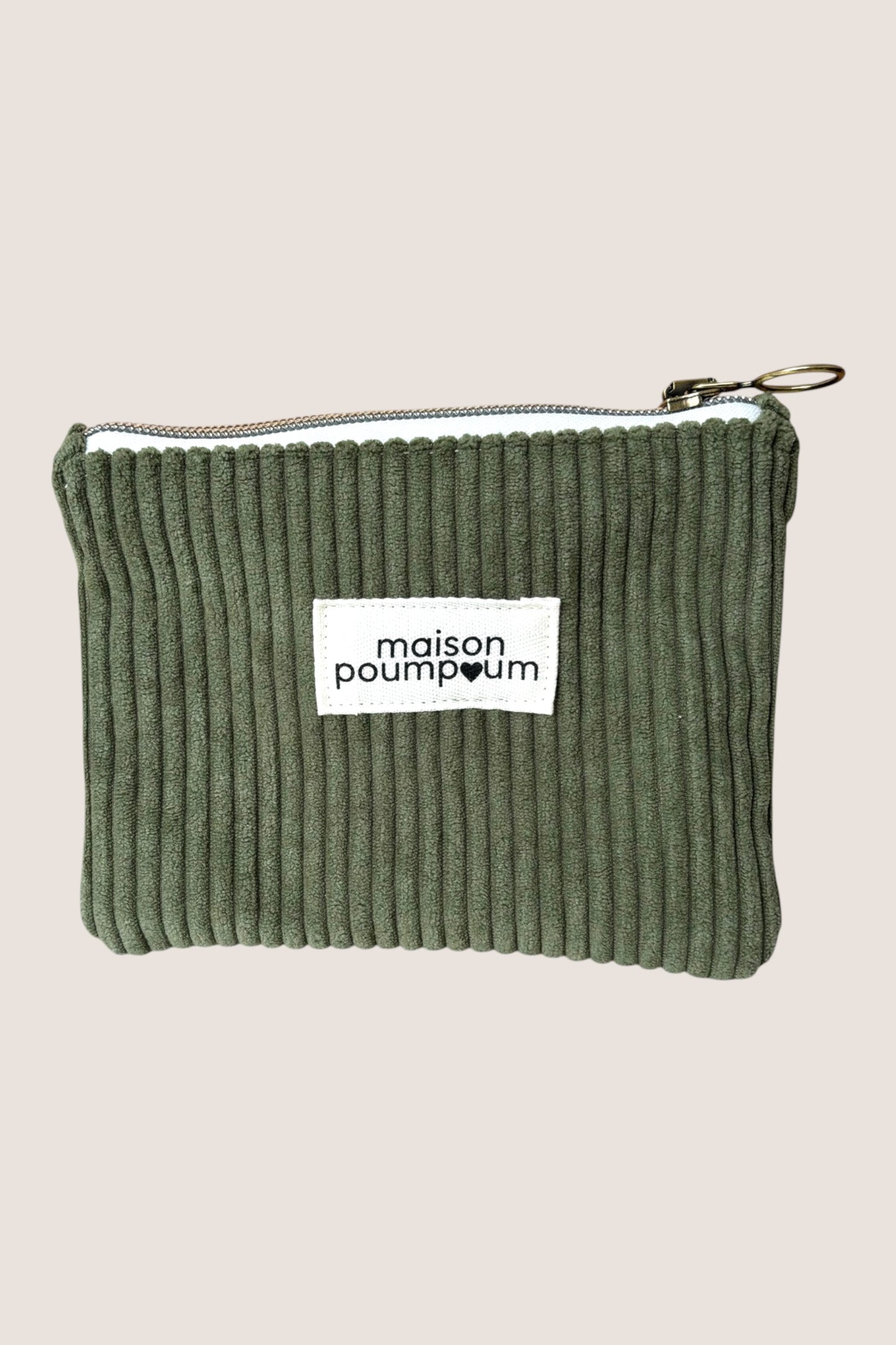 Pochette velours kaki - maison poumpoum