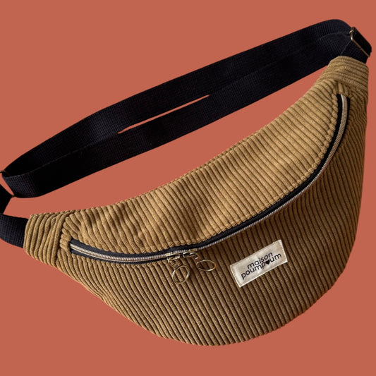 SAC BANANE VELOURS CAMEL
