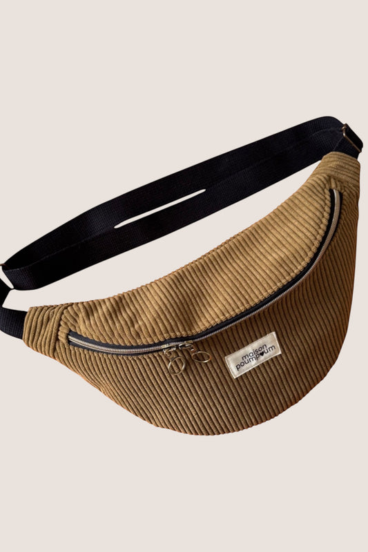 SAC BANANE VELOURS CAMEL