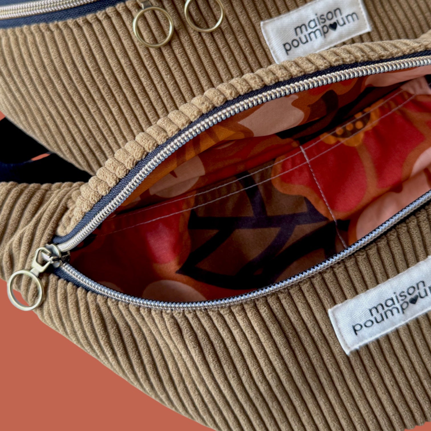 SAC BANANE VELOURS CAMEL DOUBLURE