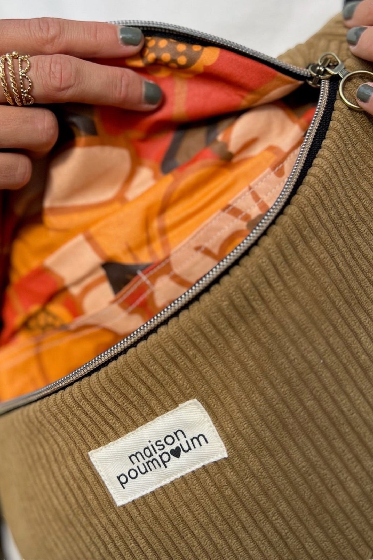Sac banane velours camel – Fait à Lille | Maison PoumPoum