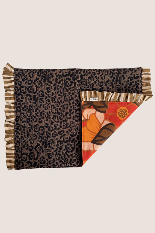 Set de table réversible - Léopard jacquard & fleurs 70’s