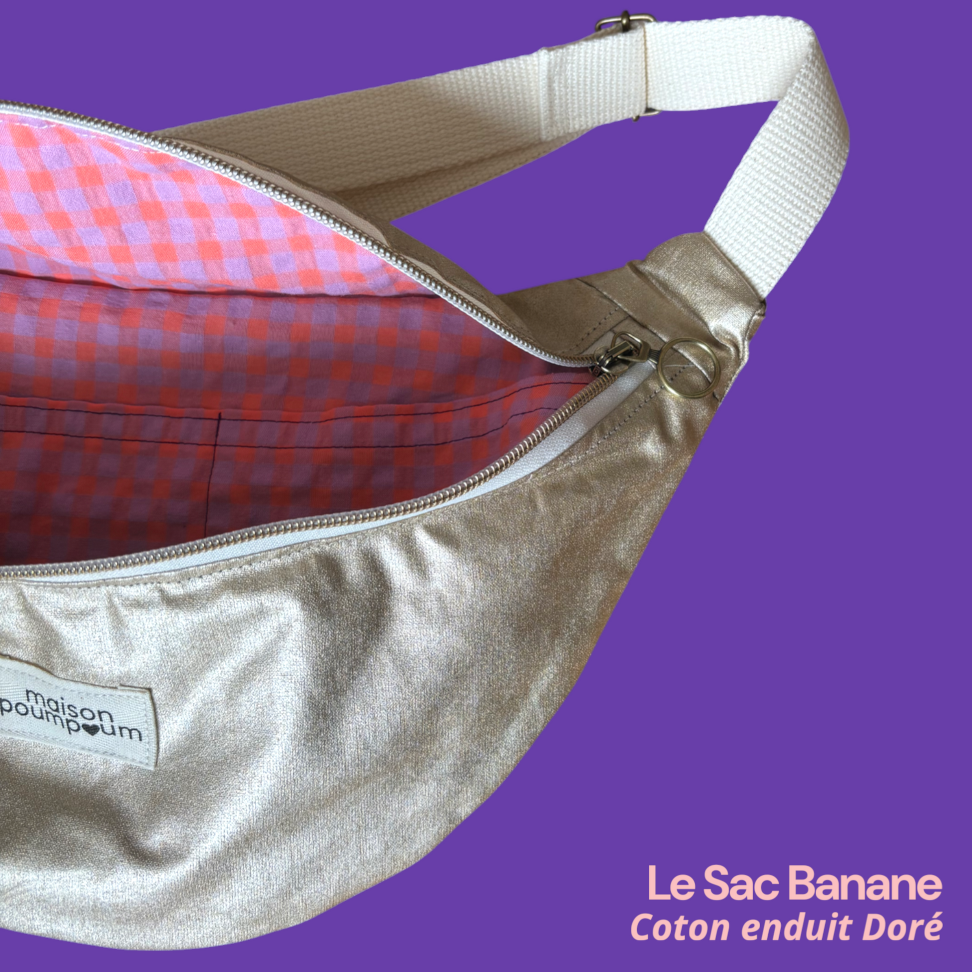 Sac Banane Coton Enduit Doré Zoom intérieur 3