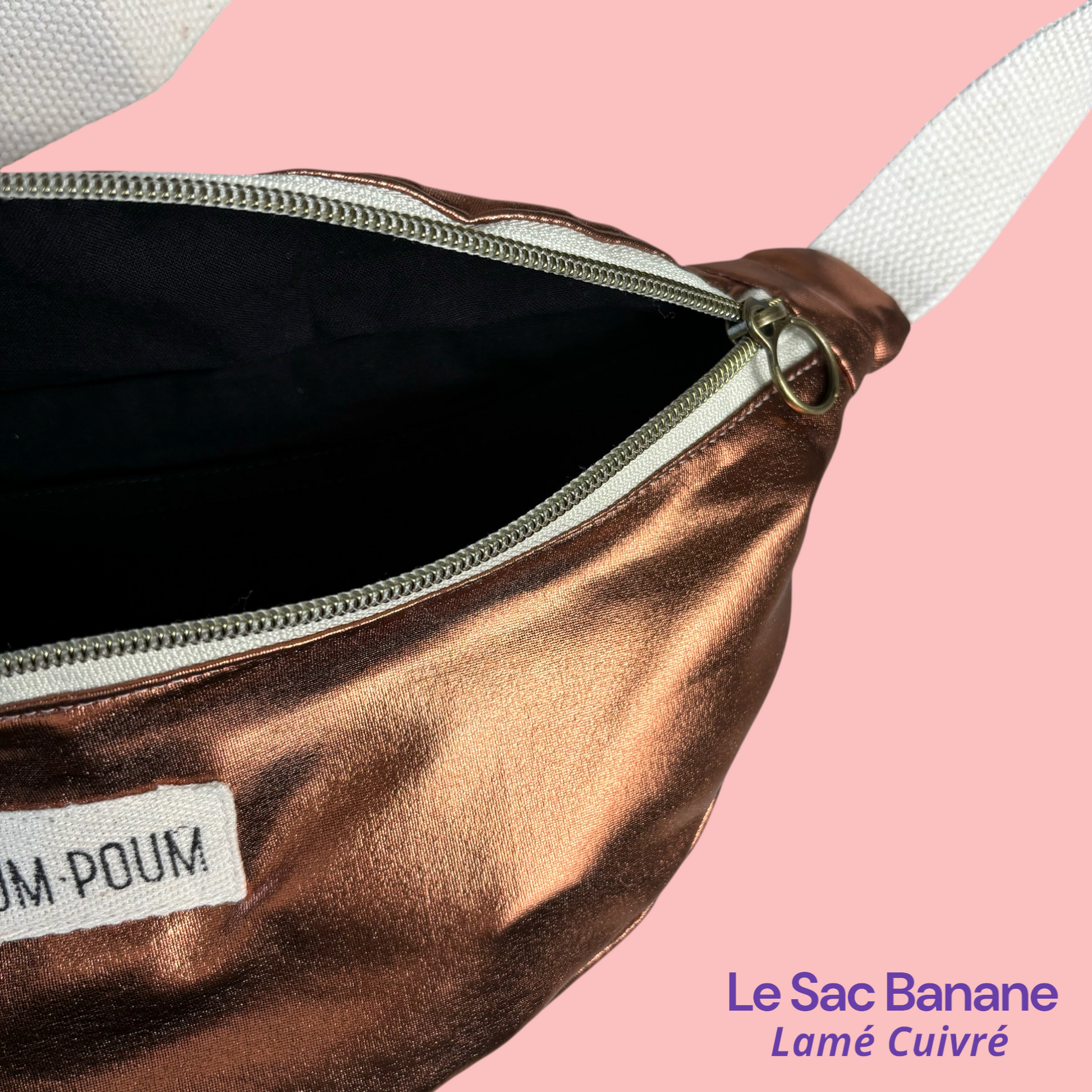 Sac Banane Lamé Cuivré Zoom interieur
