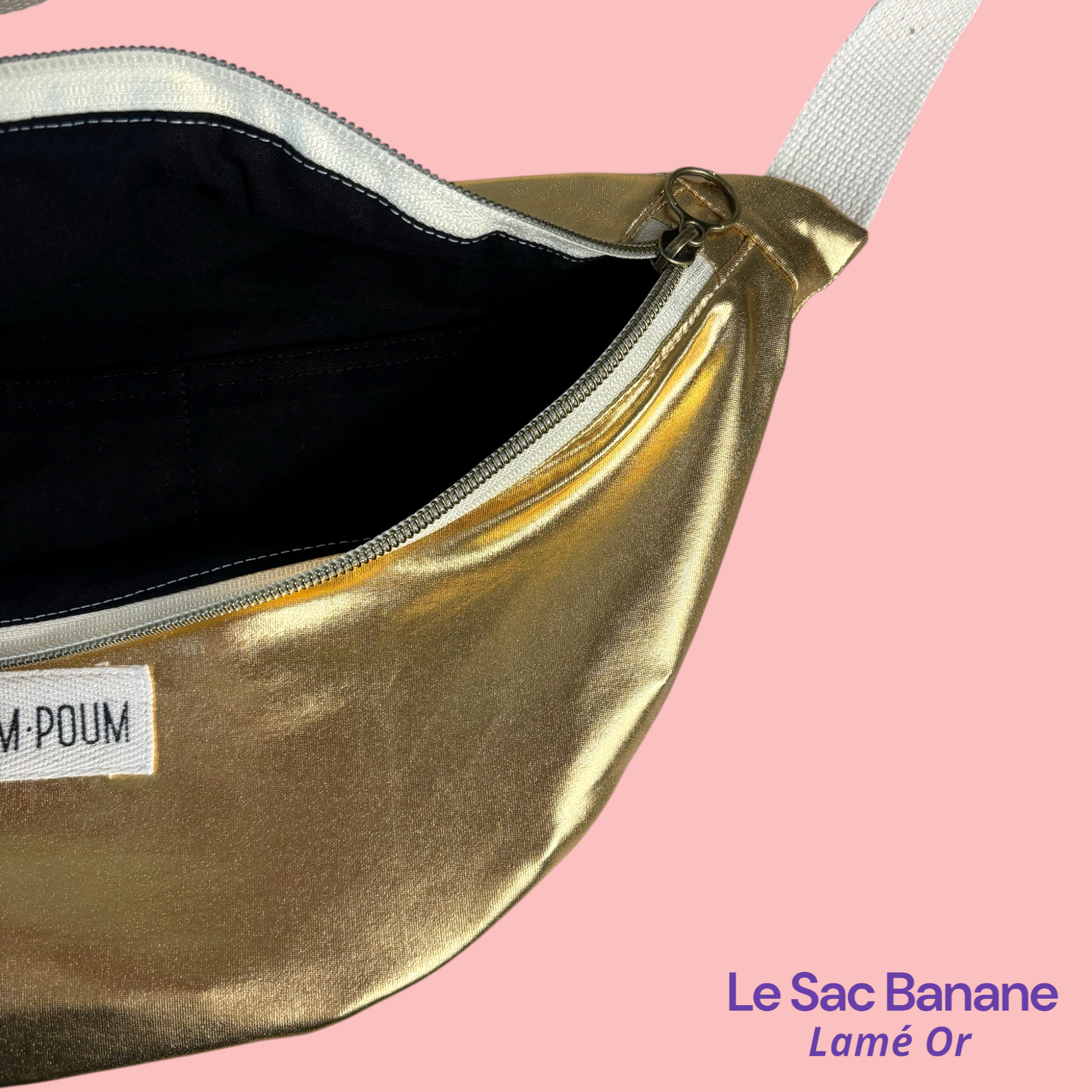 Sac Banane Lamé Or Zoom interieur