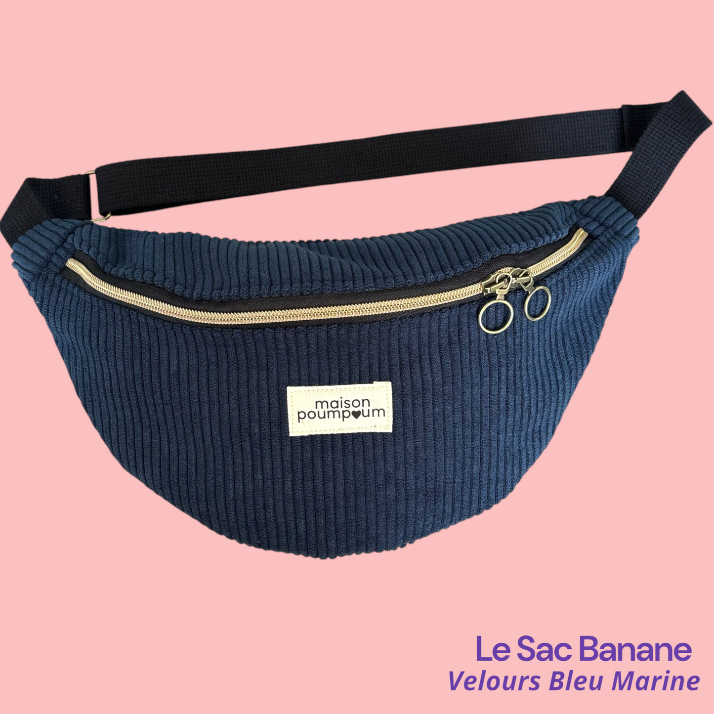 Sac Banane Velours Bleu Marine