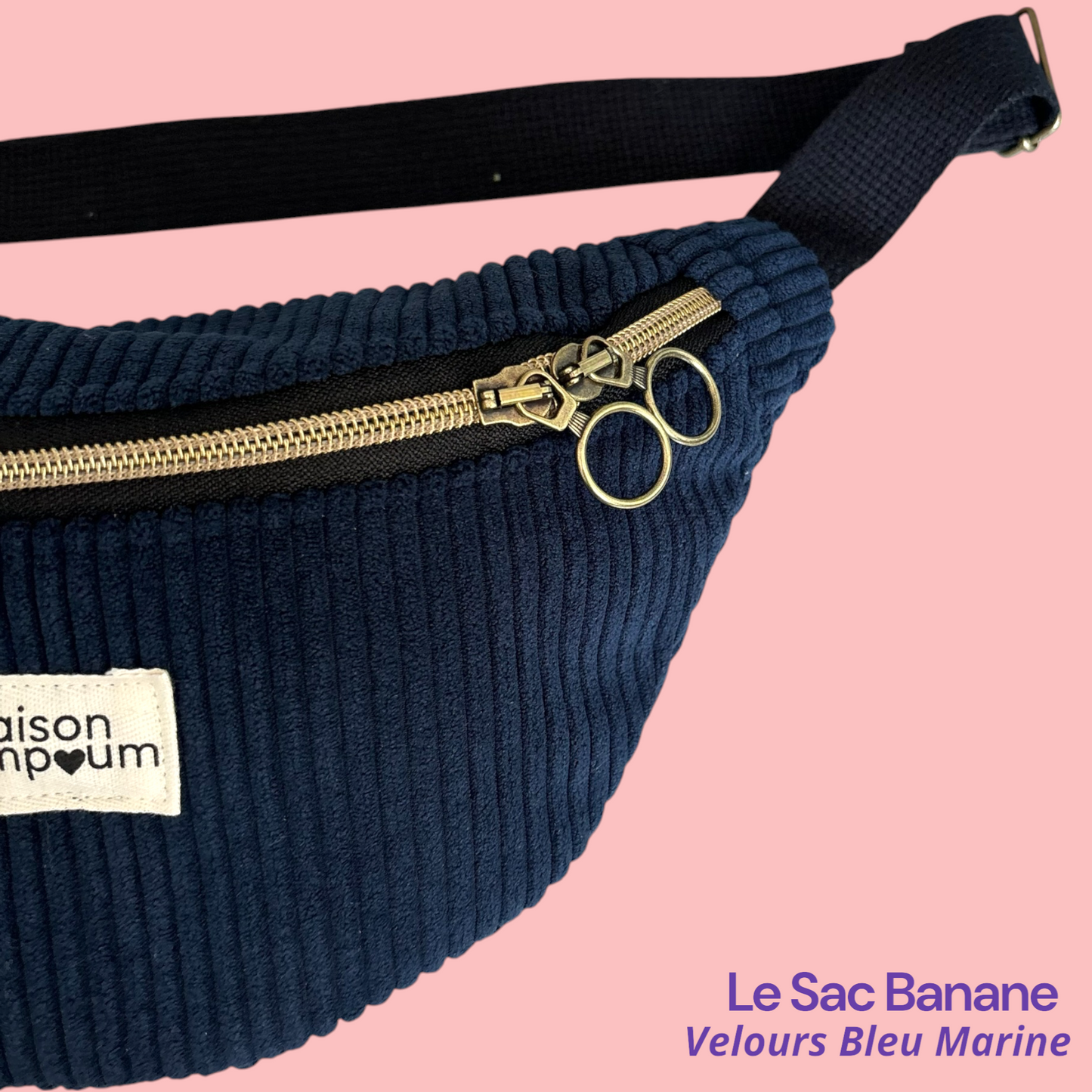 Sac Banane Velours Bleu Marine zoom