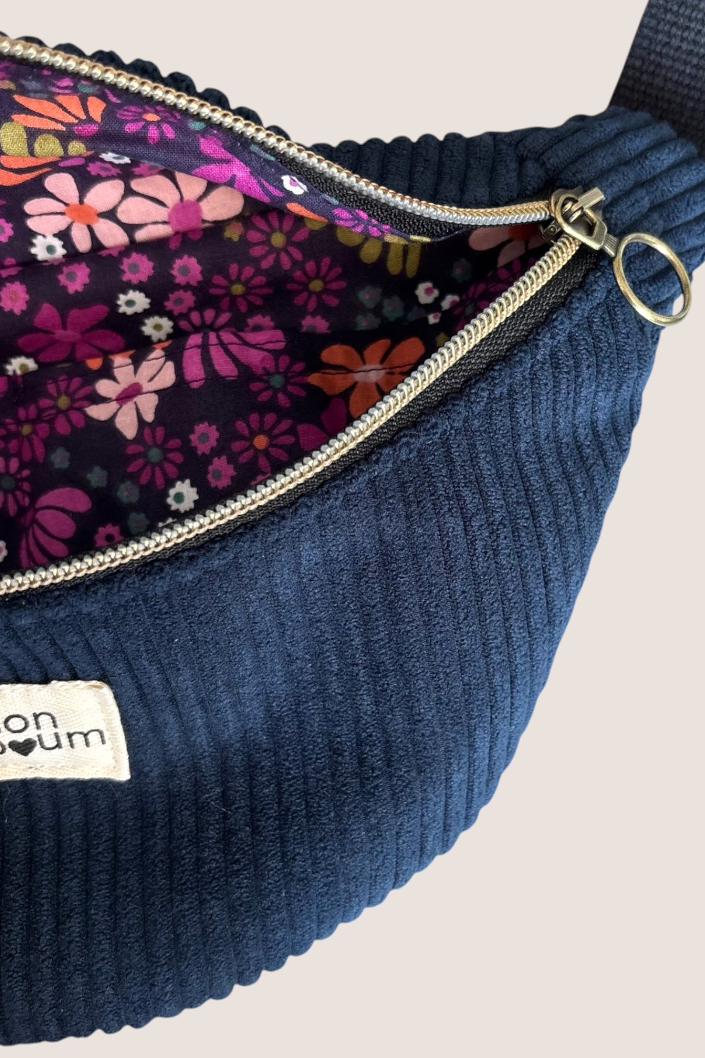Sac Banane Velours Bleu Marine zoom interieur
