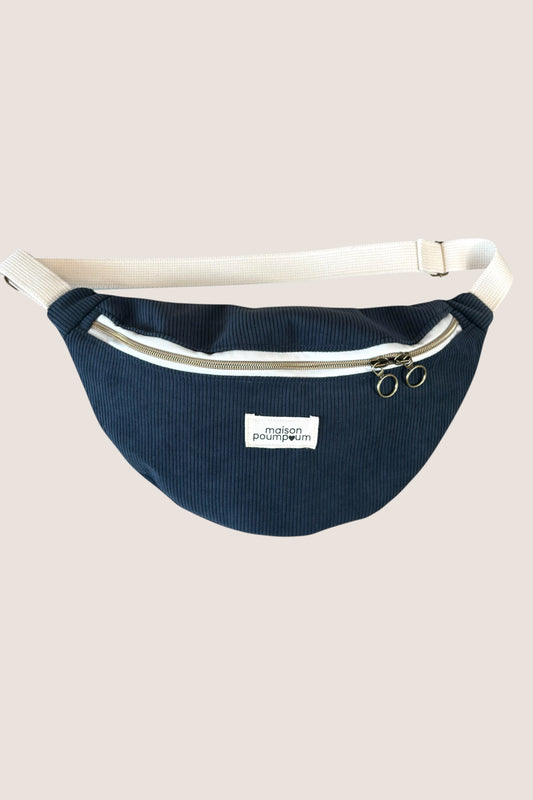 Sac Banane Velours Bleu Orage