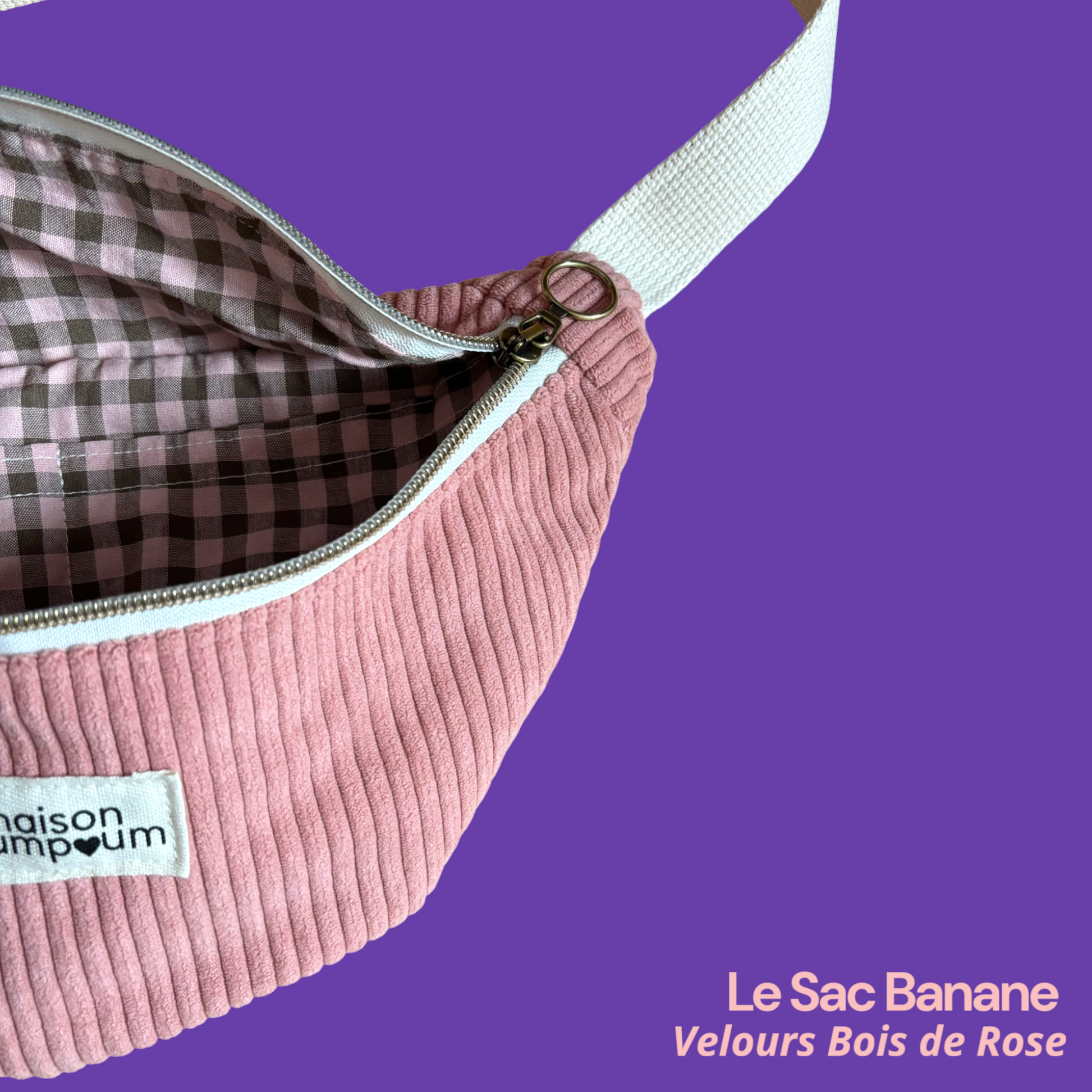 Sac Banane Velours Bois de Rose Zoom Intérieur 2