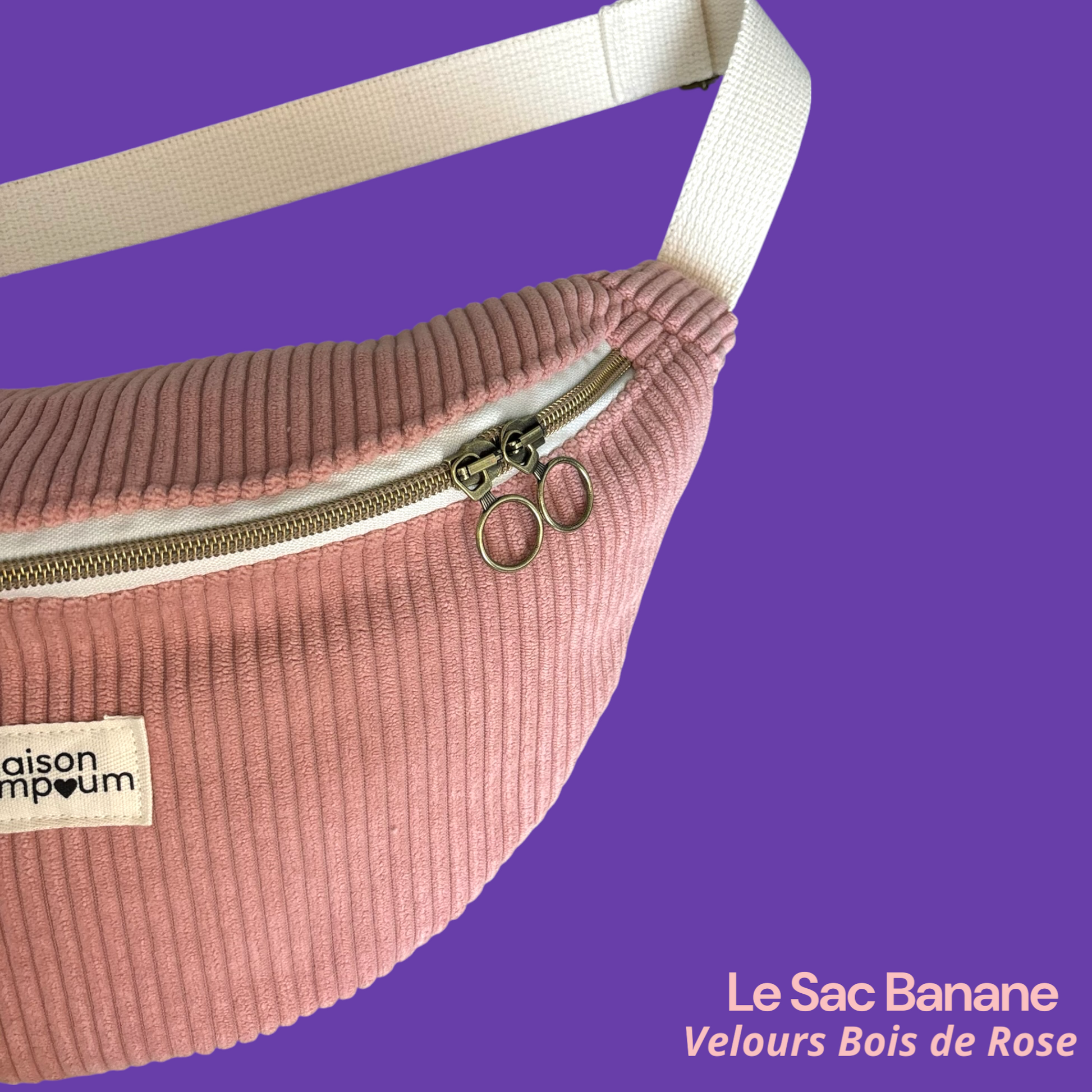 Sac Banane Velours Bois de Rose zoom