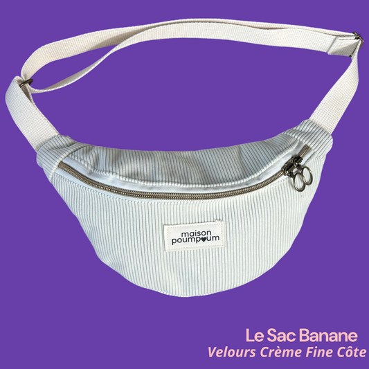 Sac Banane Velours Crème Fine Côte