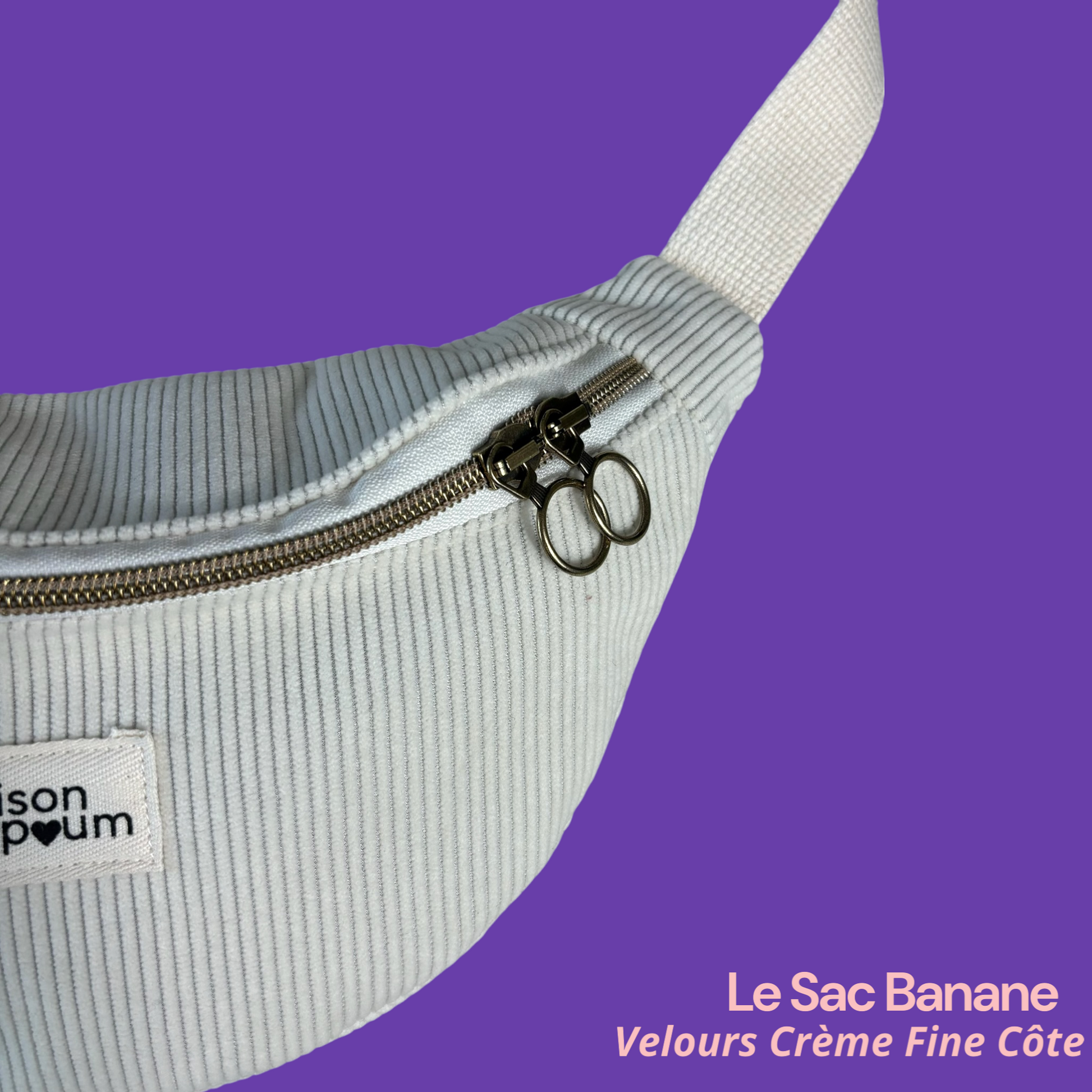 Sac Banane Velours Crème Fine Côte zoom