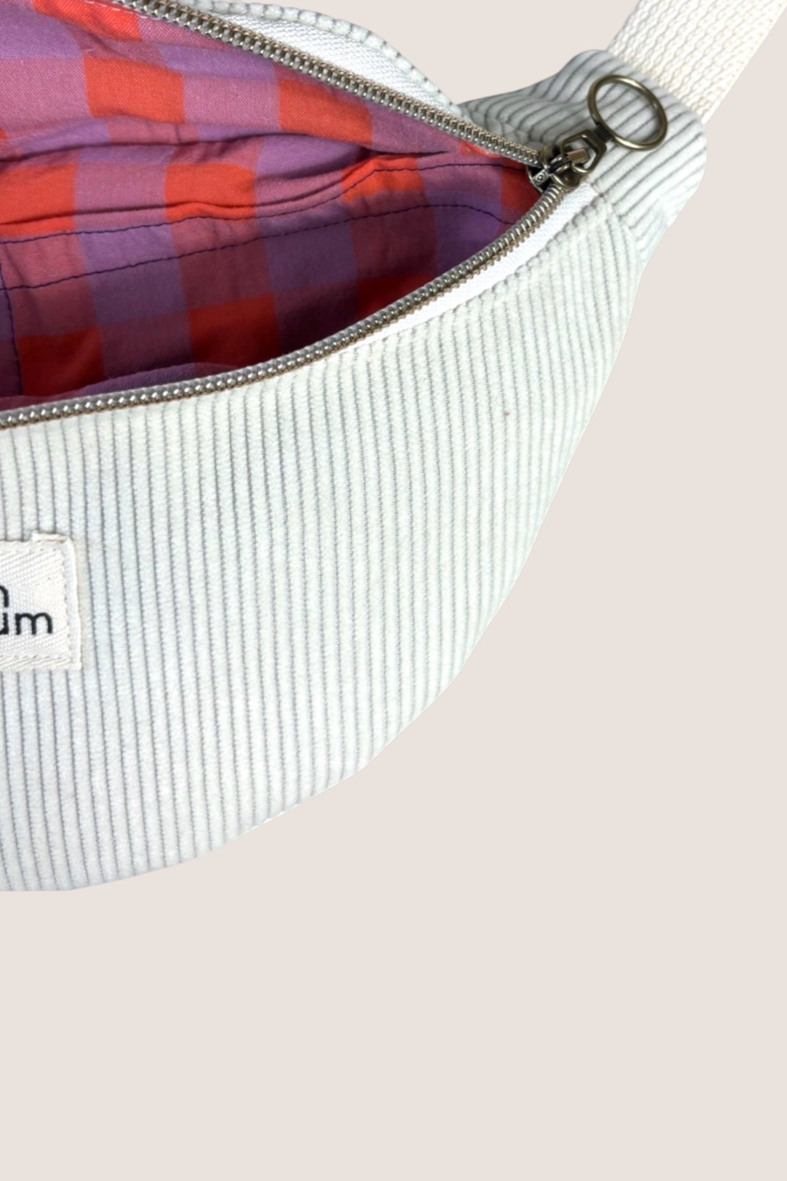 Sac Banane Velours Crème Fine Côte zoom interieur