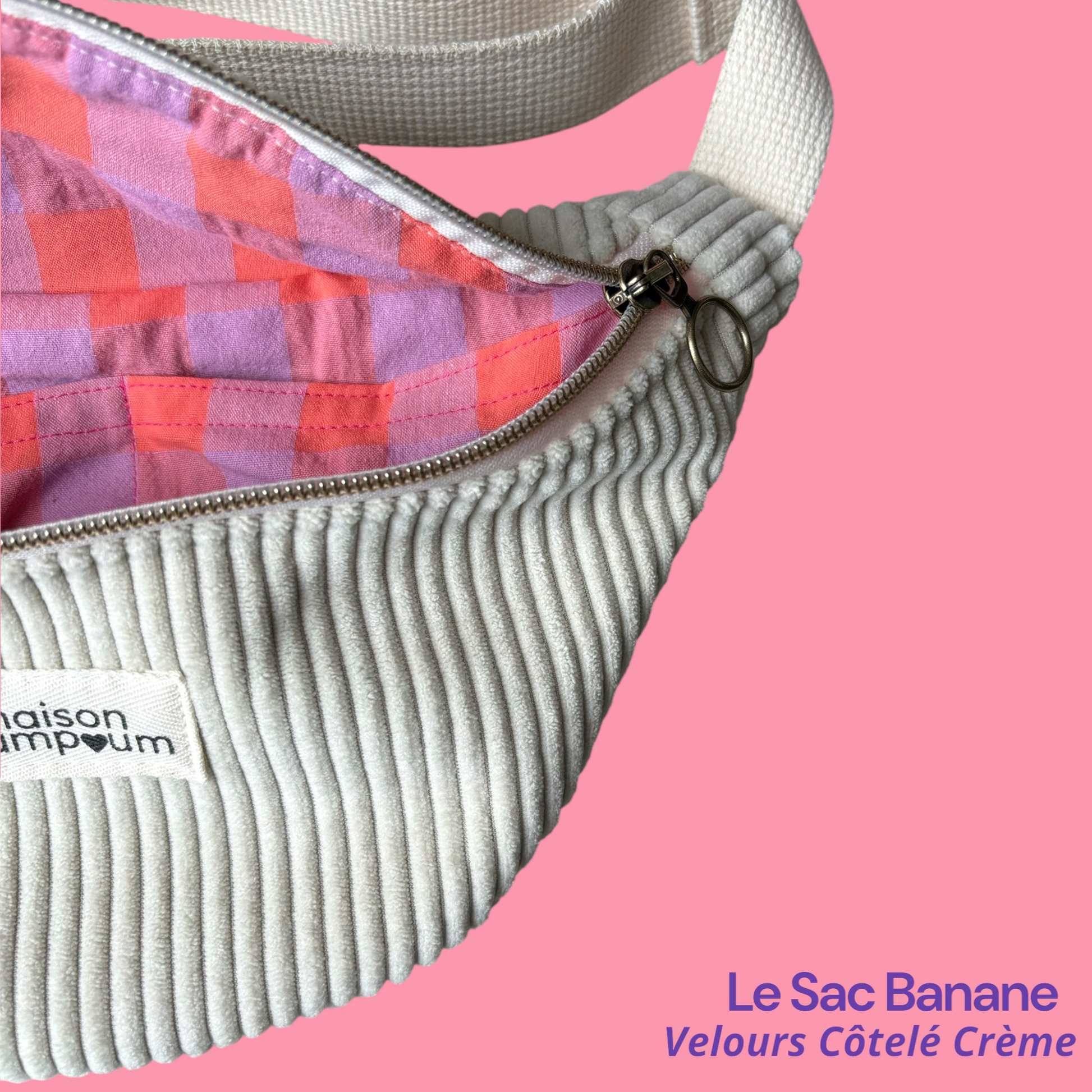 Sac Banane Velours Crème Zoom interieur 1