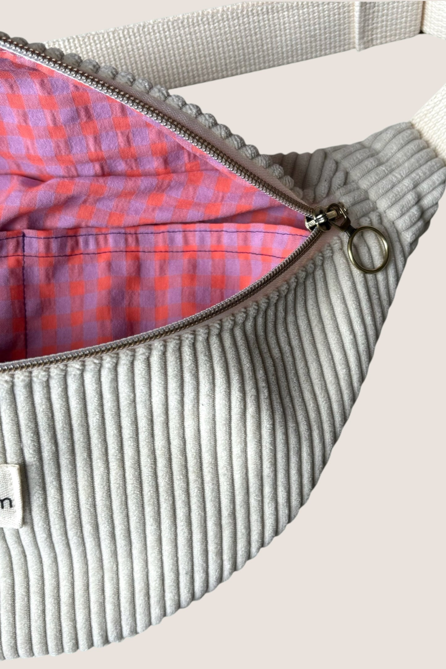 Sac Banane Velours Crème Zoom interieur 2