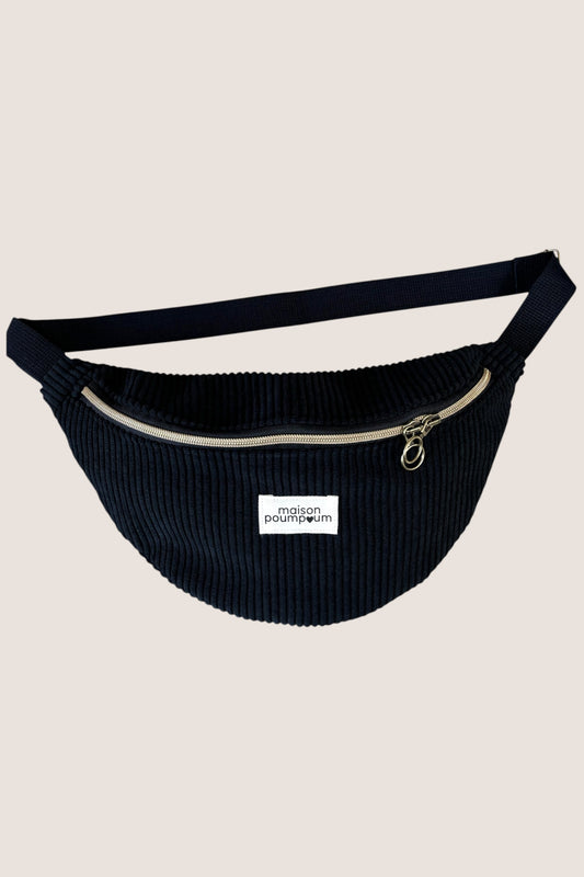 Sac Banane Velours Noir Grosse Côte