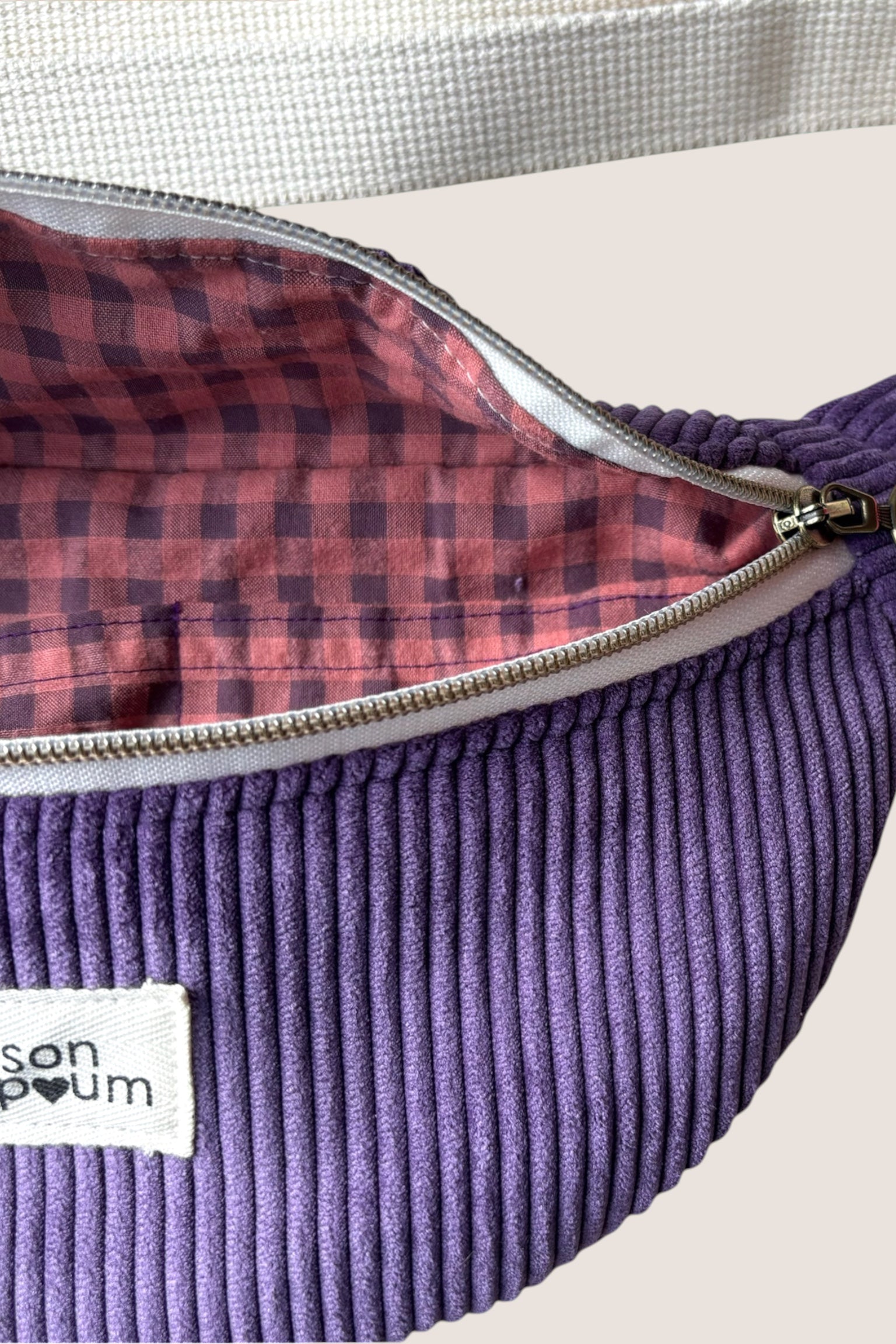 Sac Banane Velours Violet zoom interieur