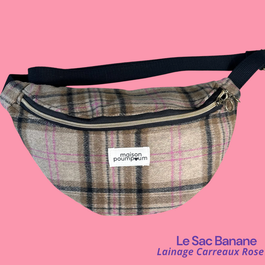 Sac Banane lainage carreaux rose